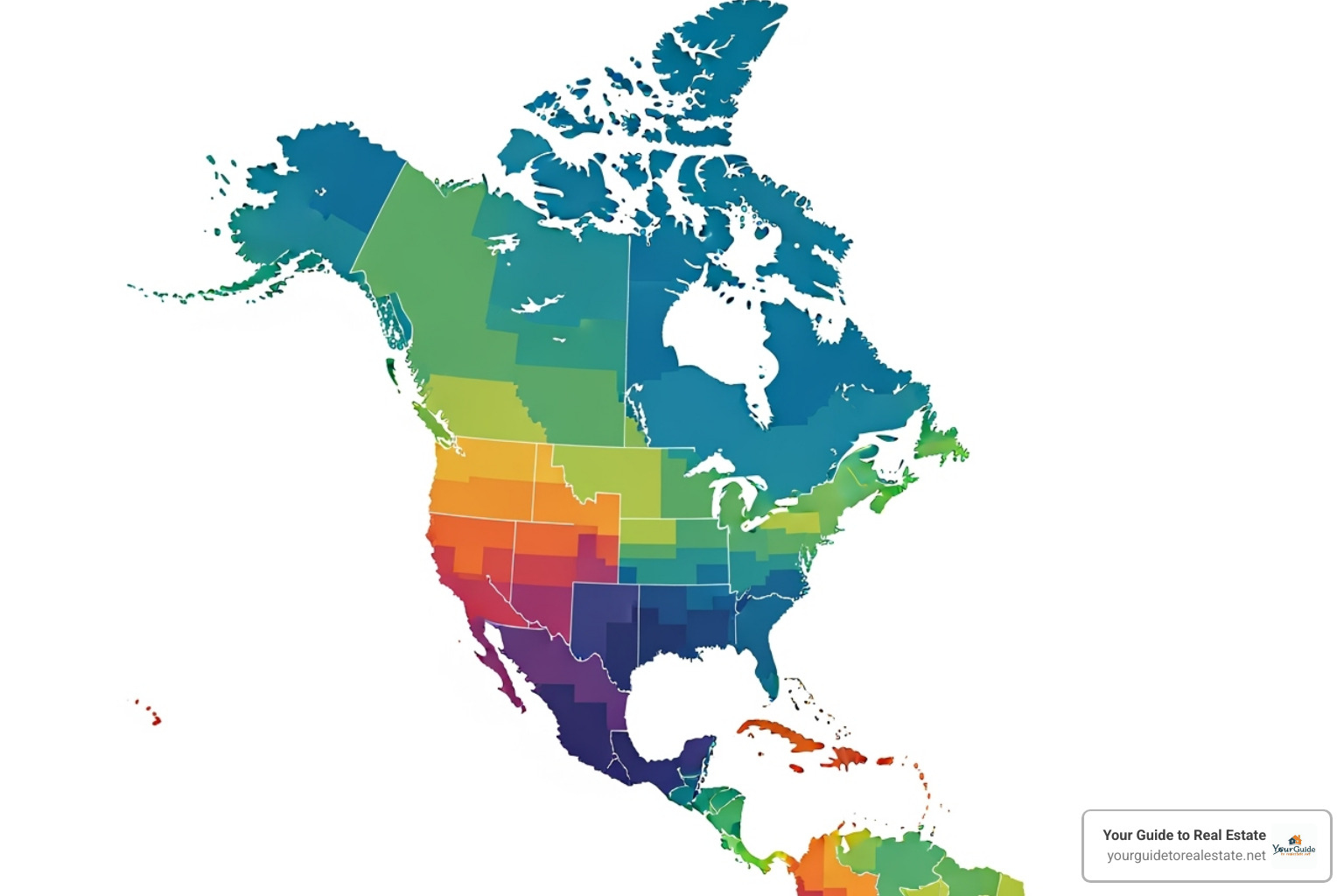 A stylized map of North America, highlighting different states and provinces with varying numbers indicating their respective real estate pre-licensing education hours. - how to get a real estate license