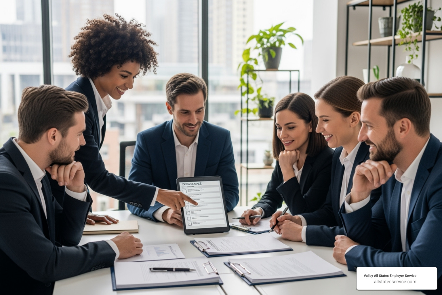 Simplified compliance process with a checklist and happy professionals - federal employment eligibility verification form i 9 Simplified compliance process with a checklist and happy professionals - federal employment eligibility verification form i 9