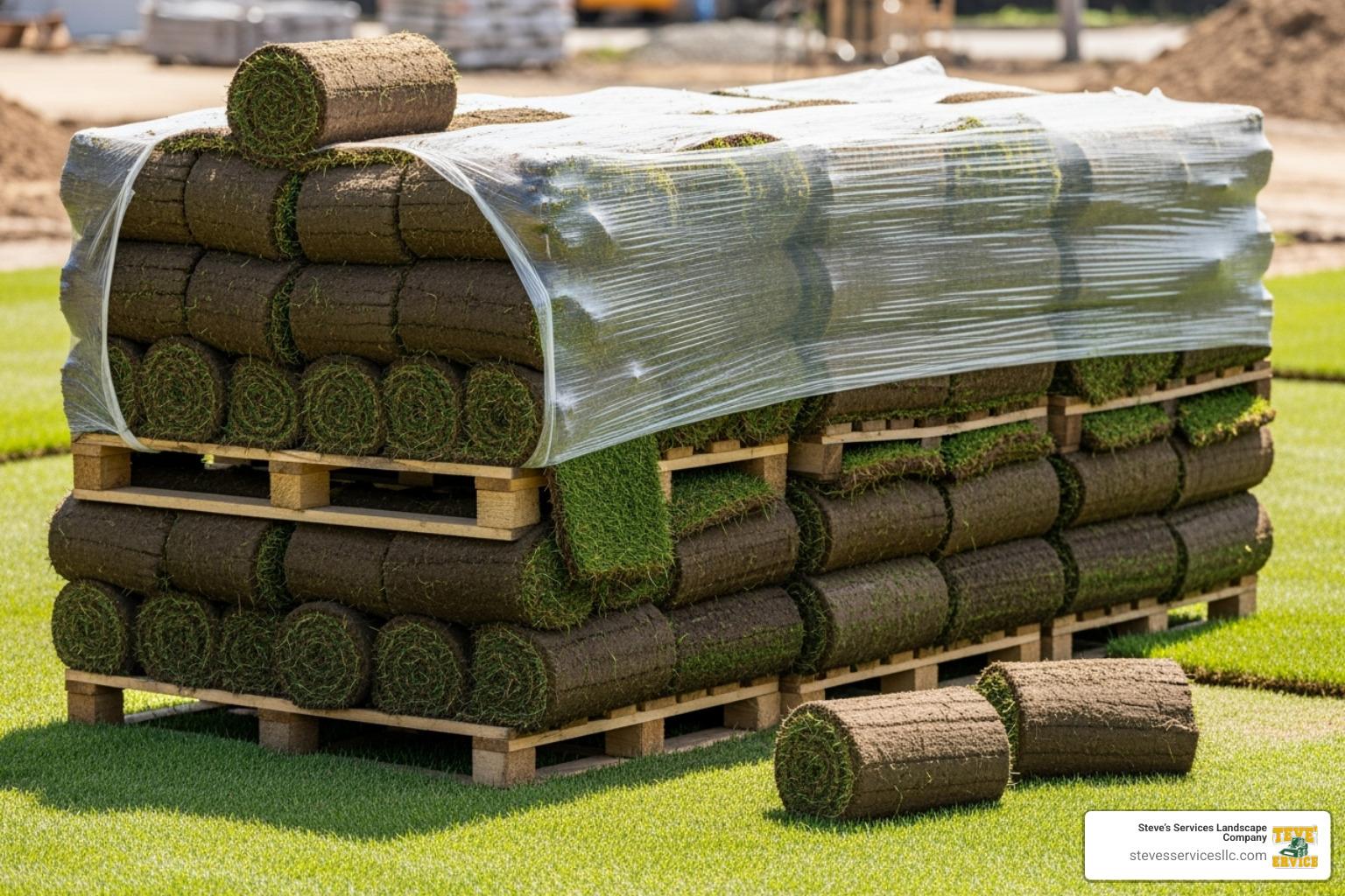sod pallets ready for installation - sod installation price per sq ft