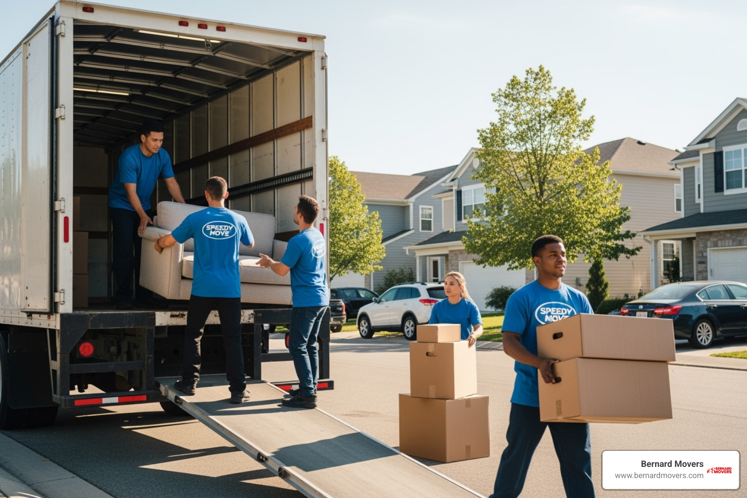 Professional movers carefully loading items into a moving truck - Furniture moving services