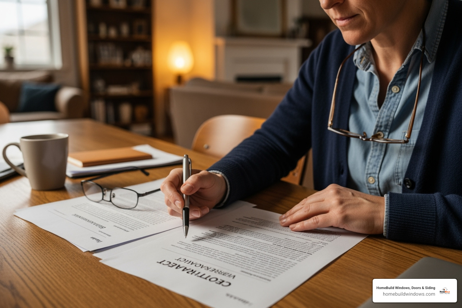 person reviewing contract - independent window installers