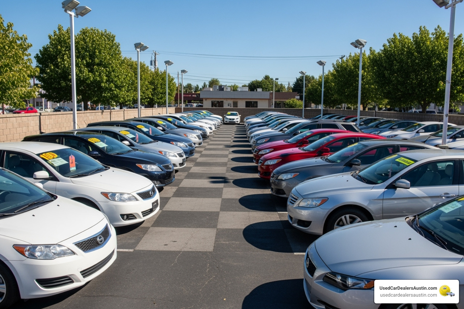 clean well-organized used car lot - used car dealers austin
