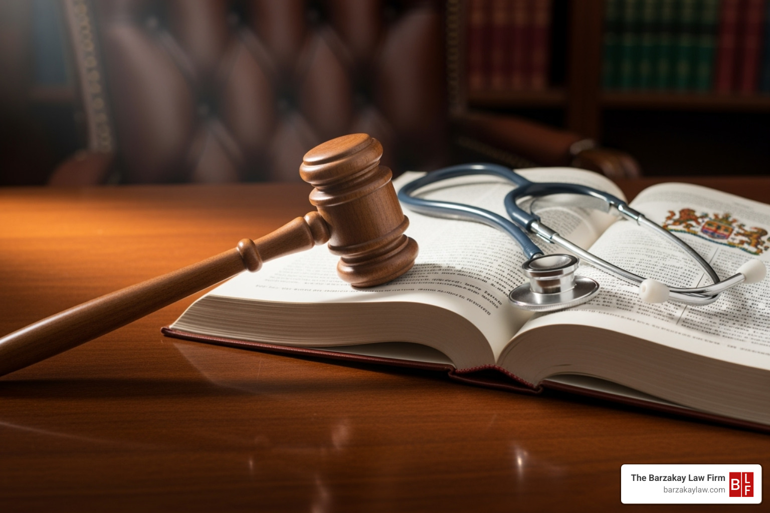 Gavel and stethoscope on law book - Failure to diagnose lawyer