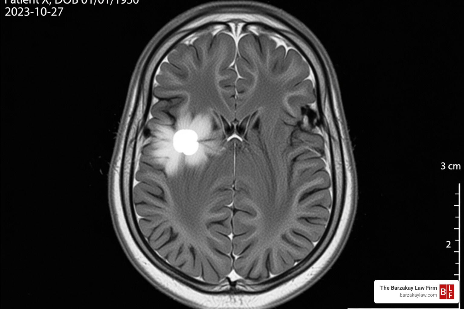 Brain MRI scan showing a stroke - Failure to diagnose lawyer