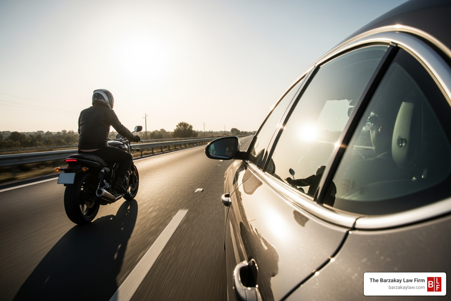 Image illustrating the lack of protection for a motorcyclist compared to a car passenger - Fort Lauderdale motorcycle accident attorney