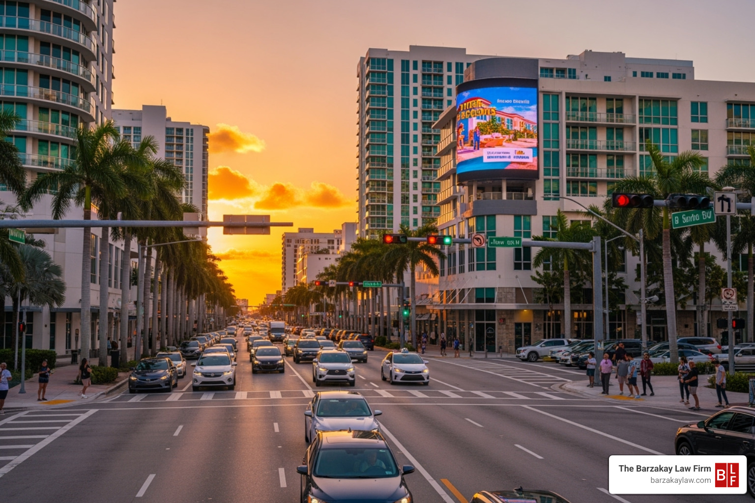 Image of a busy Fort Lauderdale intersection, such as U.S. 1 and Sunrise Boulevard - Fort Lauderdale motorcycle accident attorney