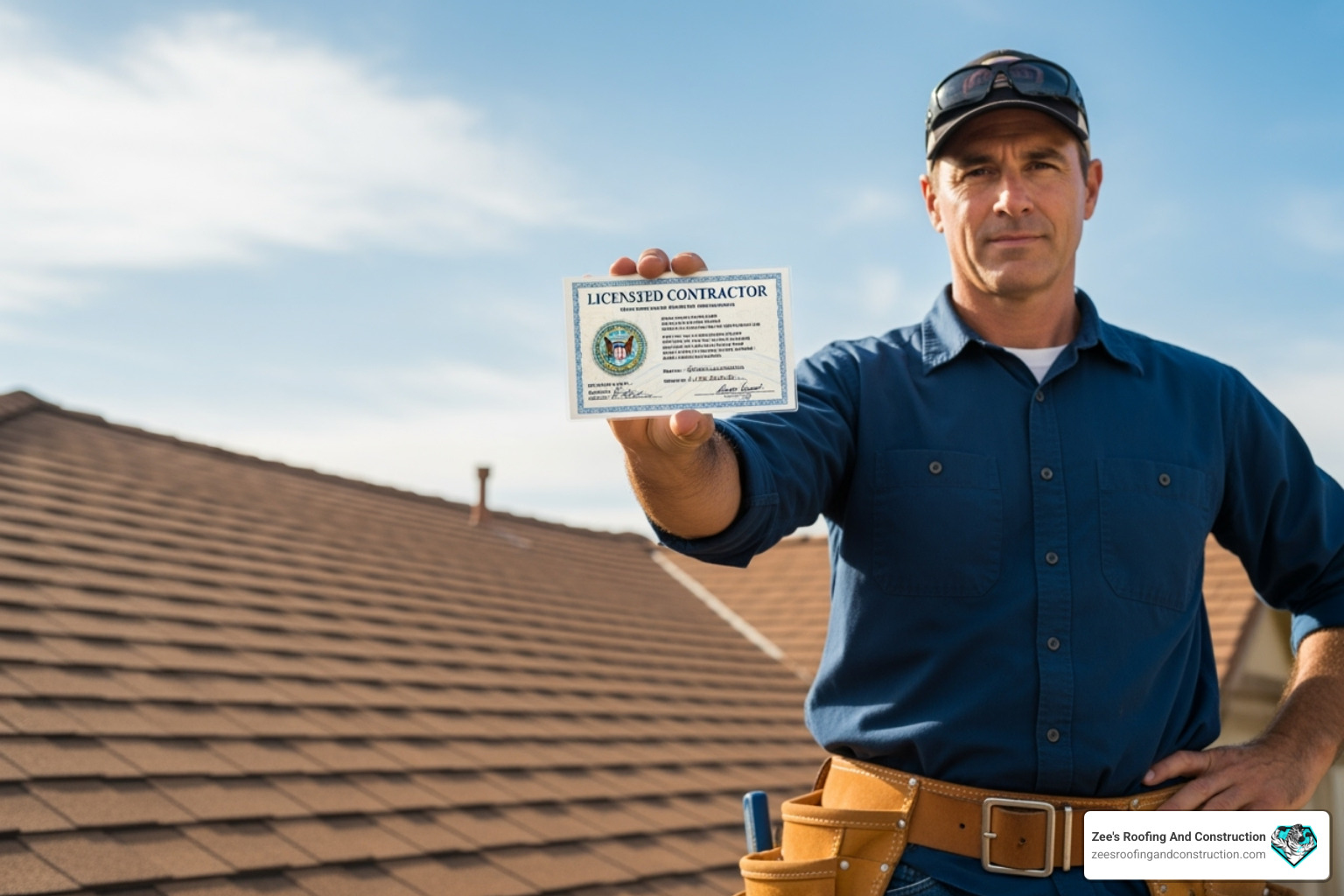 roofer showing license - roofing companies in florida