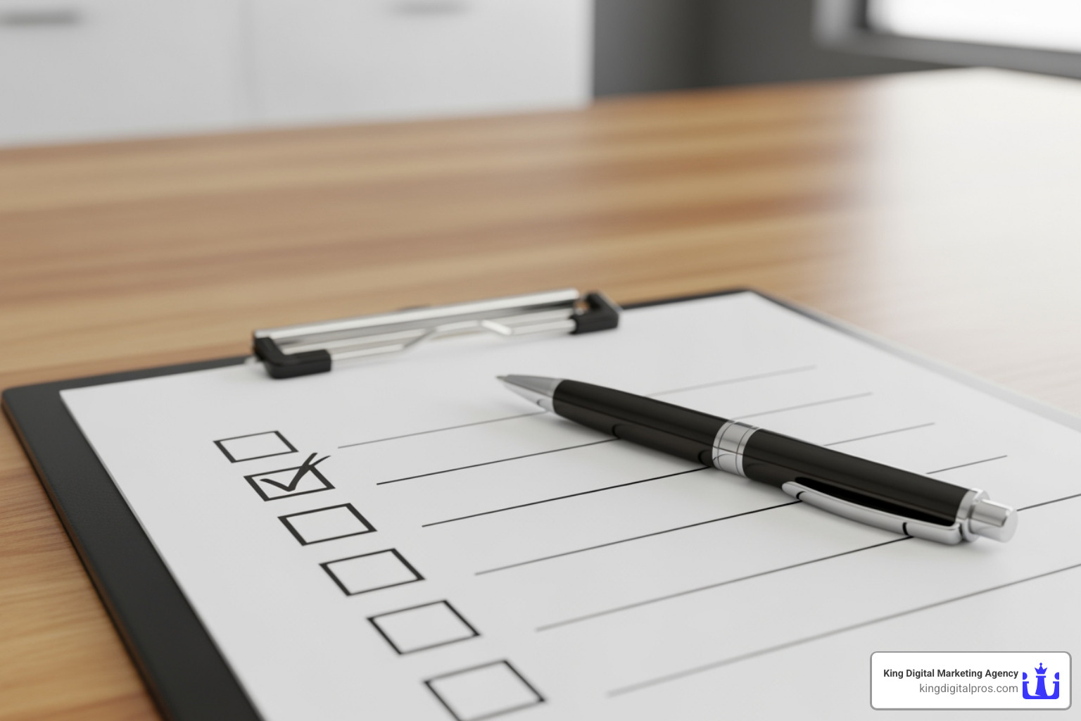 Checklist on a clipboard with items like "Security Scan" and "Backup" - small business website maintenance