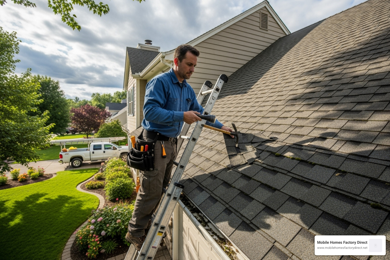 a home inspector examining a roof - houses for sale under 100k
