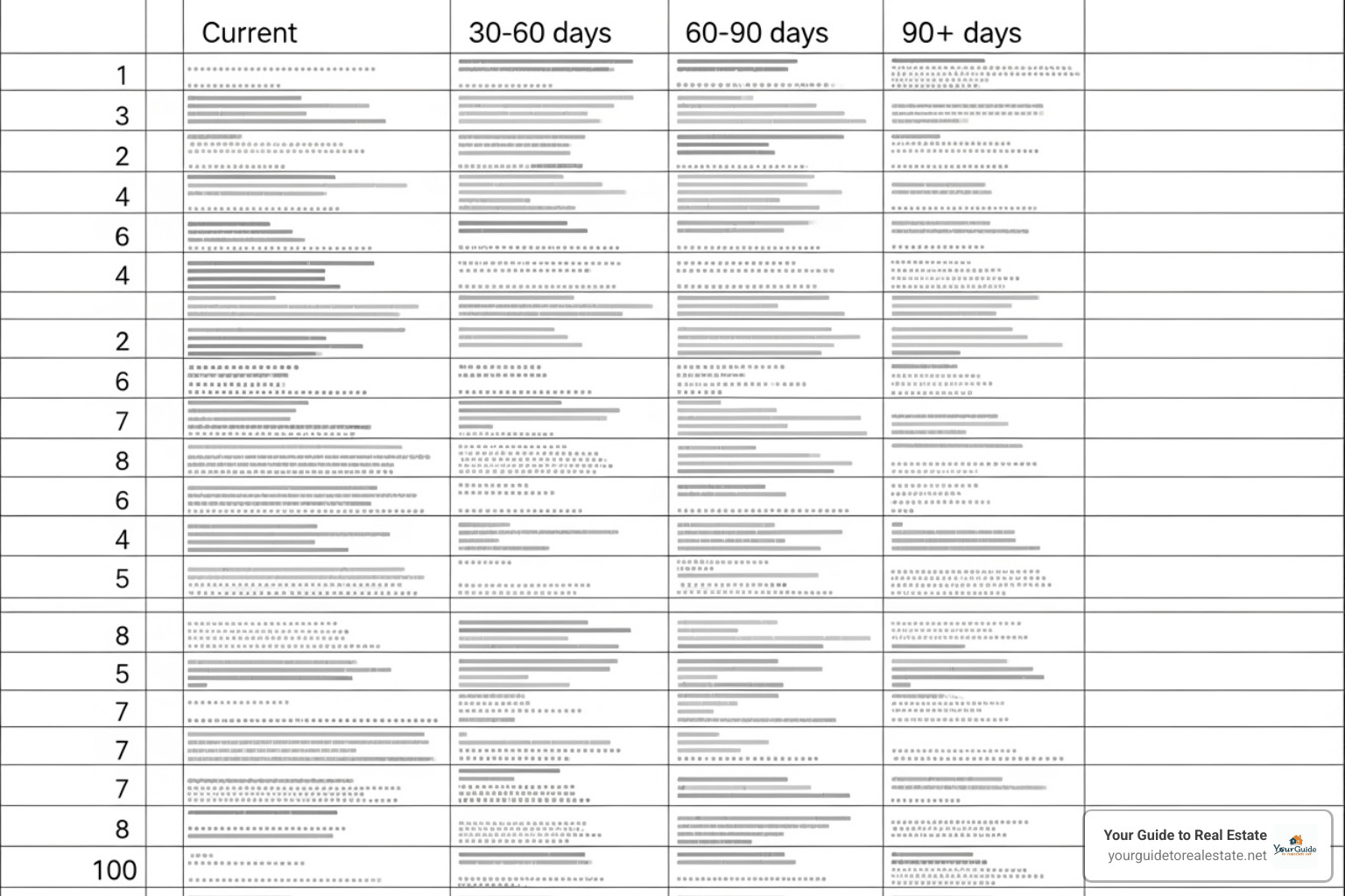 A sample accounts receivable aging report showing outstanding invoices categorized by their age, such as 0-30 days, 31-60 days, and over 60 days. - accounts receivable