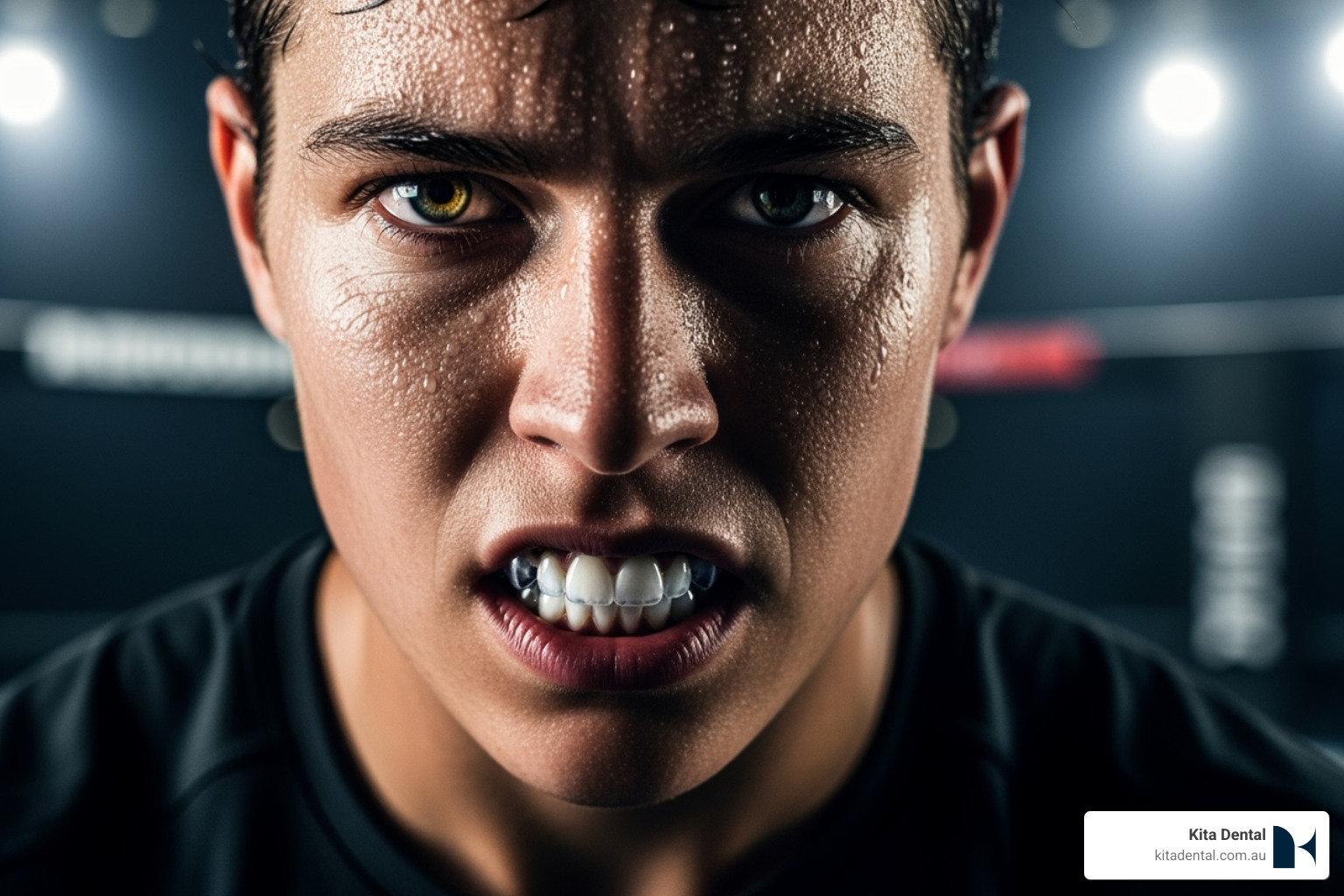 person wearing a sports mouthguard - Dental emergency appointment person wearing a sports mouthguard - Dental emergency appointment