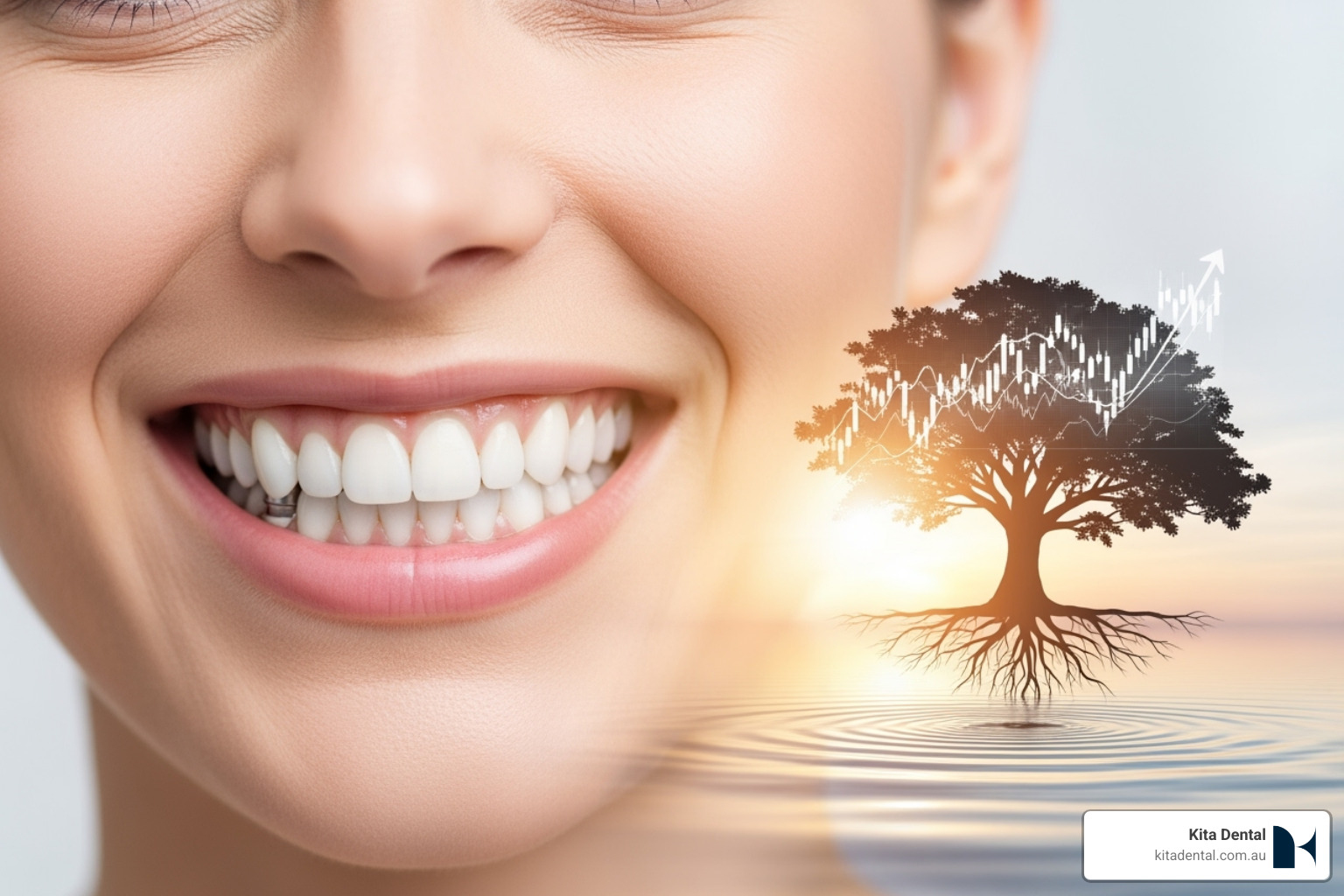 Illustrative image showing the connection between a healthy mouth, dental implants, and superannuation as a pathway to overall wellness - superannuation for dental implants Illustrative image showing the connection between a healthy mouth, dental implants, and superannuation as a pathway to overall wellness - superannuation for dental implants