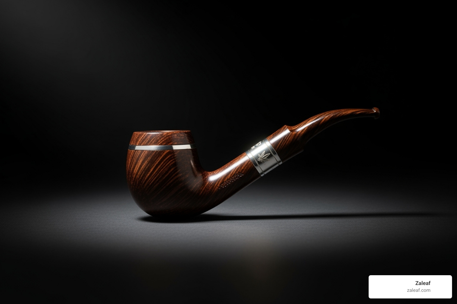 A single, beautifully lit, limited-edition Zaleaf style piece on a dark background - luxury cannabis accessories