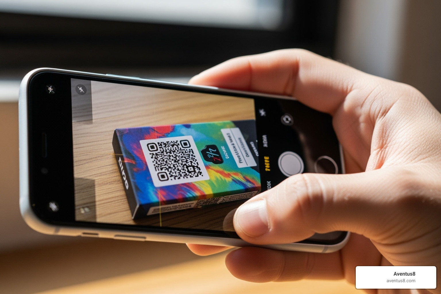 Person scanning QR code on a vape package - THC vape legal states