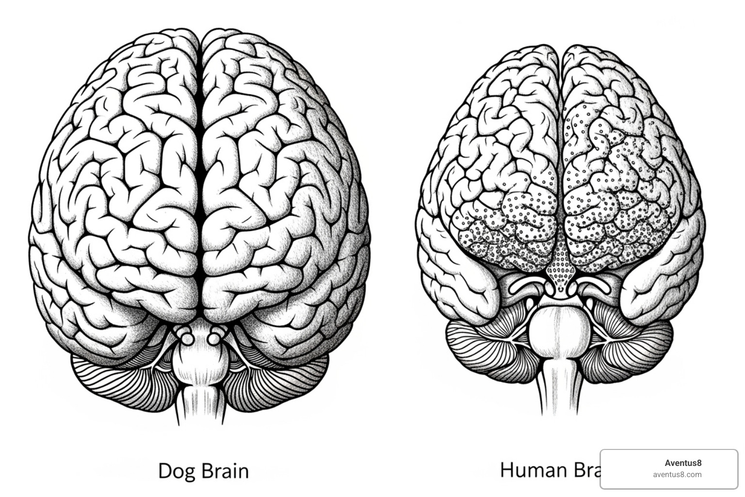 diagram showing a dog's brain with more cannabinoid receptors than a human's - THC edibles for dogs