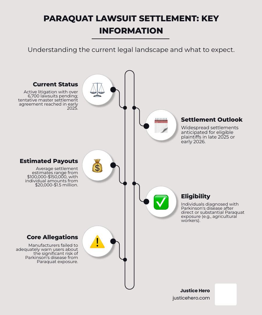 Infographic: Paraquat Lawsuit Settlement Key Information - Status, Timeline, Average Amounts, Eligibility, and Allegations - paraquat lawsuit settlement infographic infographic-line-5-steps-neat_beige Infographic: Paraquat Lawsuit Settlement Key Information - Status, Timeline, Average Amounts, Eligibility, and Allegations - paraquat lawsuit settlement infographic infographic-line-5-steps-neat_beige