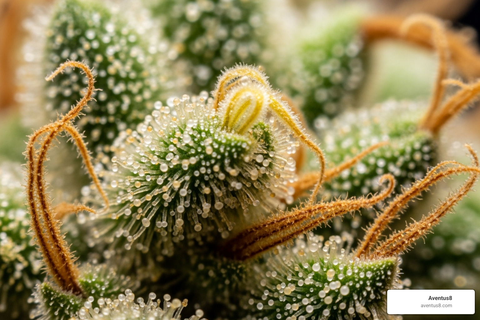 trichomes on a hemp bud - hemp flower