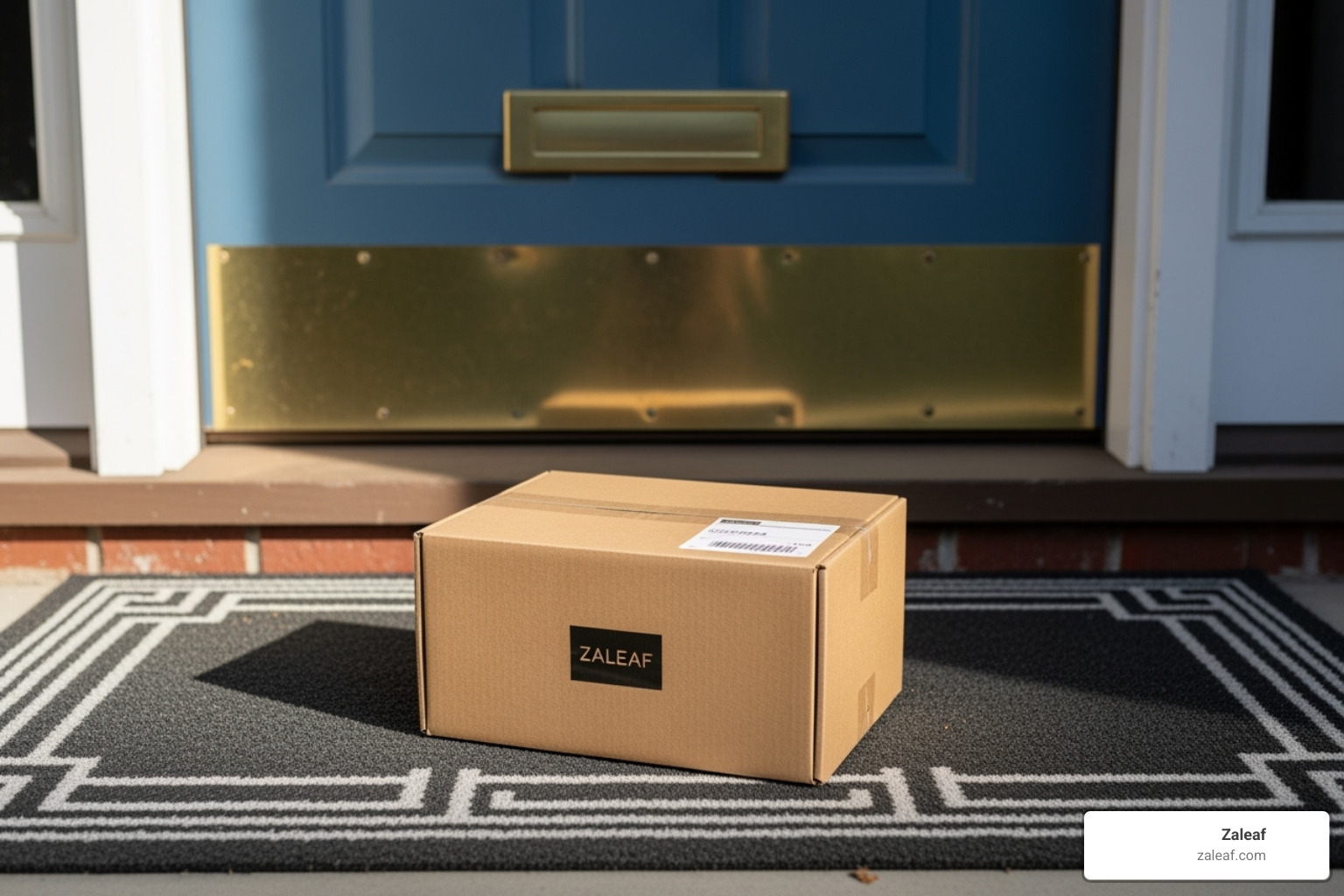 discrete package from Zaleaf arriving at a doorstep - pre-rolls online