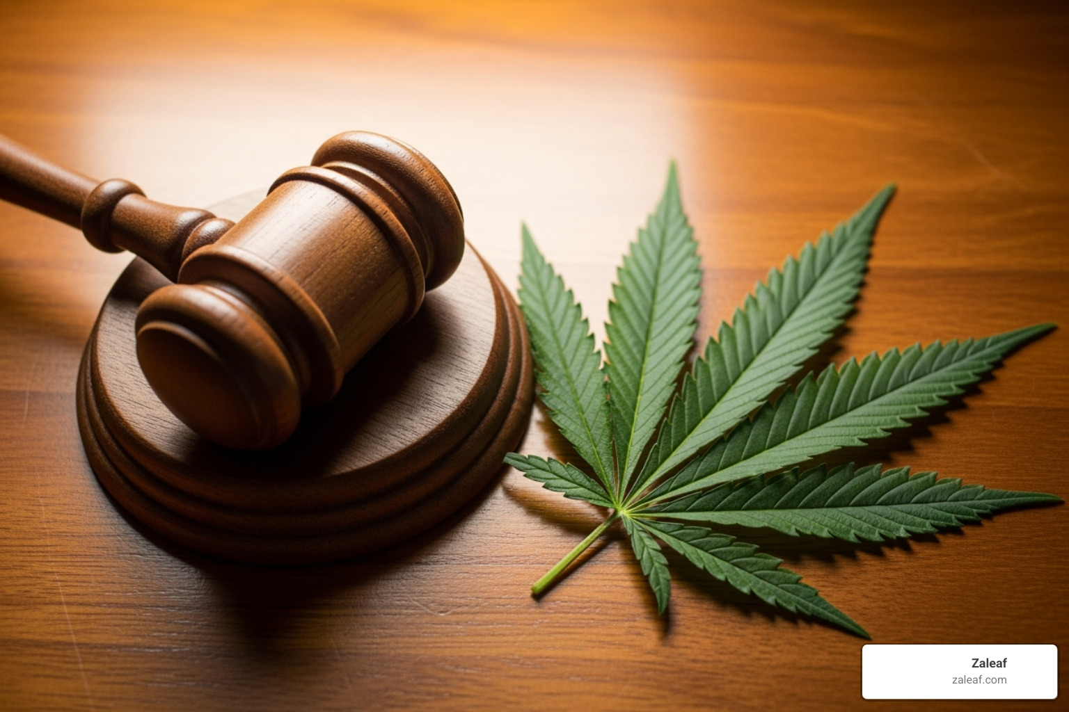 gavel next to a hemp leaf, symbolizing legality - cannabis supplements