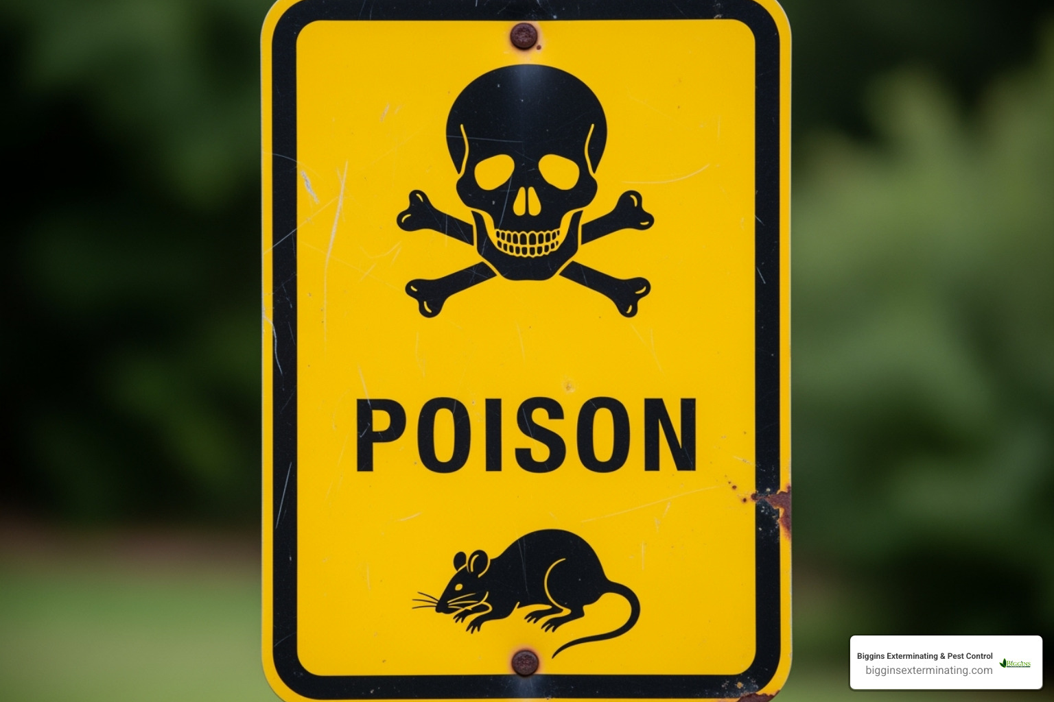 warning sign for rodenticide use - humane rat extermination