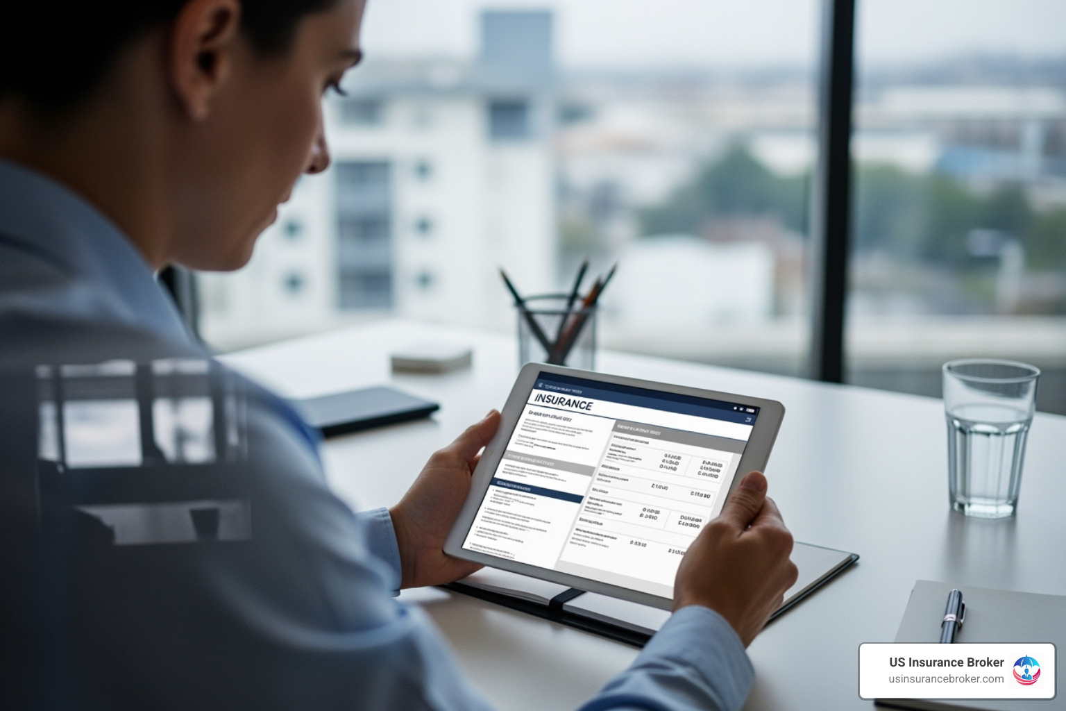 business owner reviewing an insurance quote on a tablet - corporate auto insurance quote business owner reviewing an insurance quote on a tablet - corporate auto insurance quote