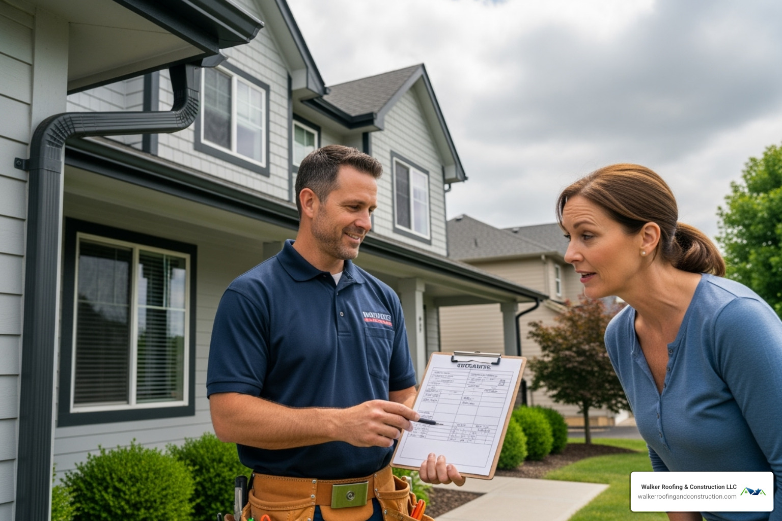 a professional contractor providing a written estimate to a homeowner - gutter installation ohio a professional contractor providing a written estimate to a homeowner - gutter installation ohio