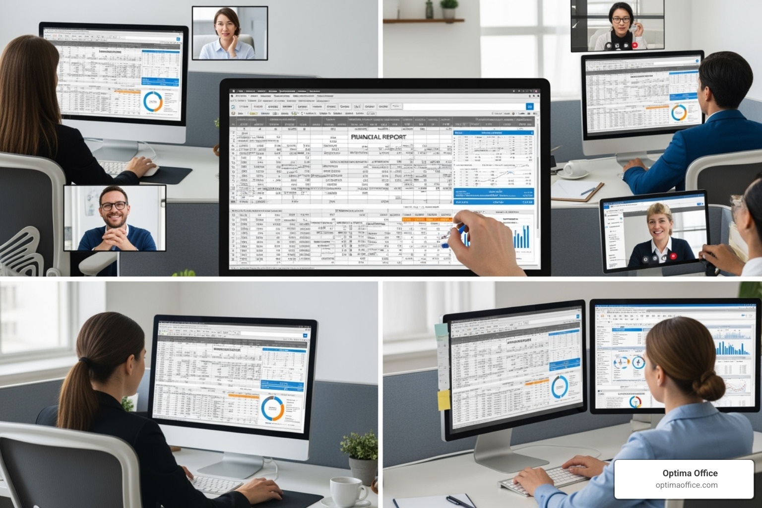 Accountants collaborating virtually on a complex financial report - accountancy recruitment agencies Accountants collaborating virtually on a complex financial report - accountancy recruitment agencies
