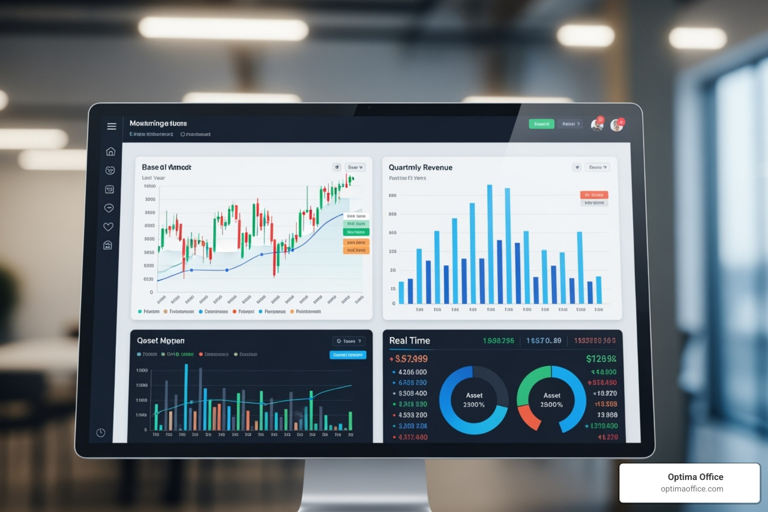 Modern financial dashboard on a computer screen - CFO Modern financial dashboard on a computer screen - CFO
