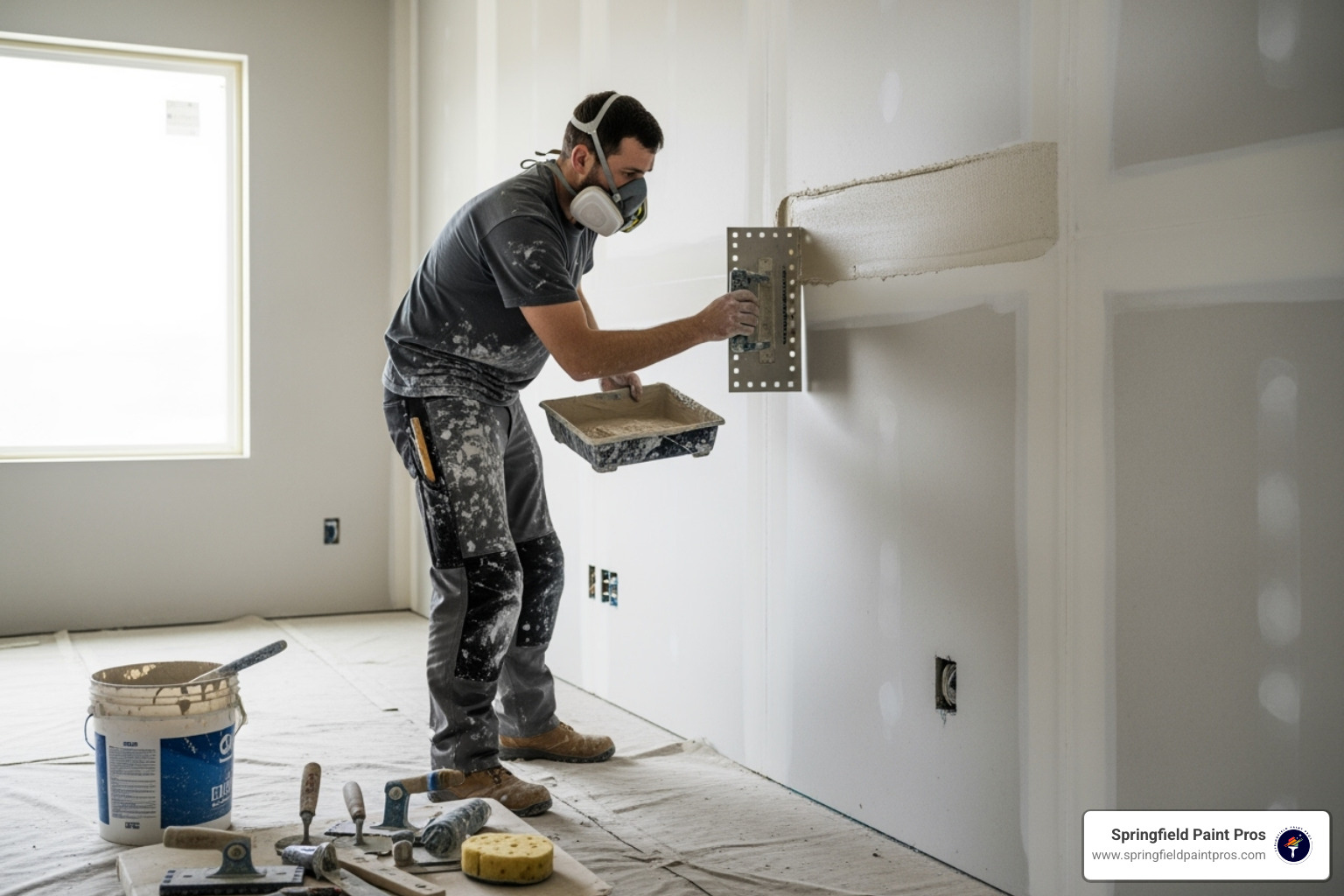 professional drywall finisher skillfully applying joint compound - drywall finishing clark county