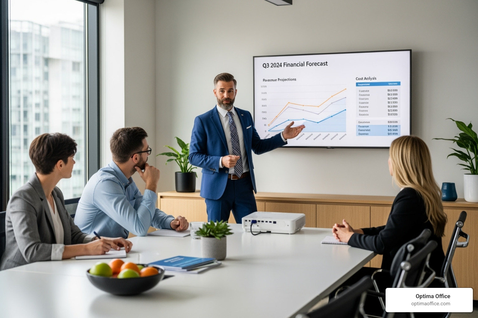 fractional CFO presenting a financial forecast to a startup's leadership team - cfo, hr, tax and accounting for startups fractional CFO presenting a financial forecast to a startup's leadership team - cfo, hr, tax and accounting for startups