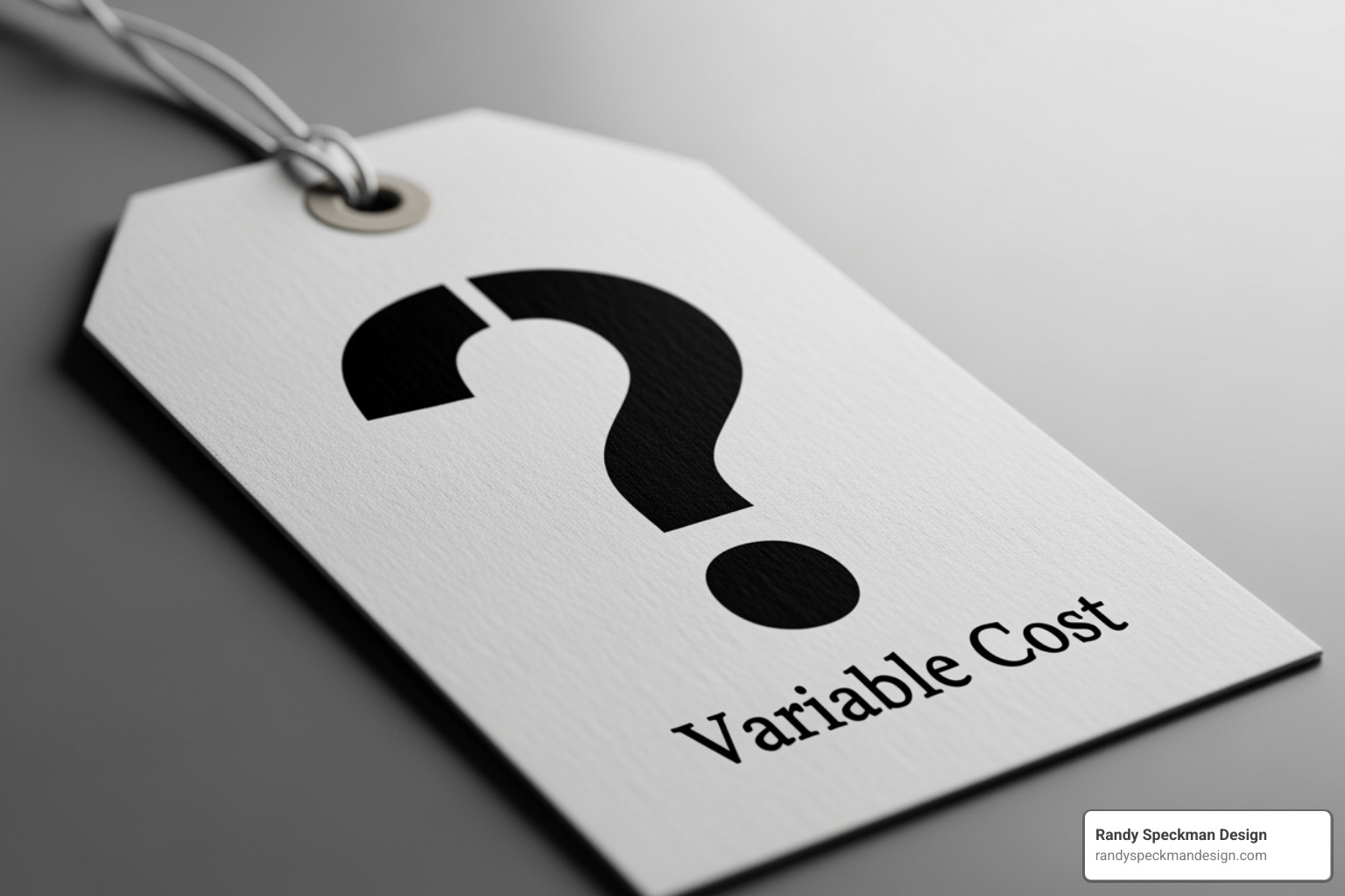A pricing tag with a question mark illustrating the variable costs of reputation management - reputation management price