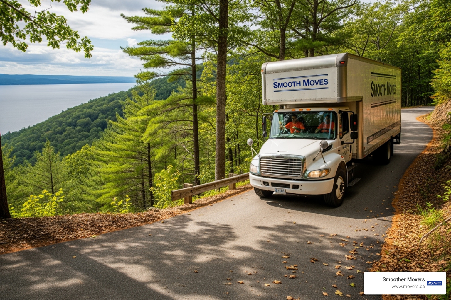 Movers carefully navigating a tricky, winding driveway on the Sunshine Coast of British Columbia - removalists sunshine coast