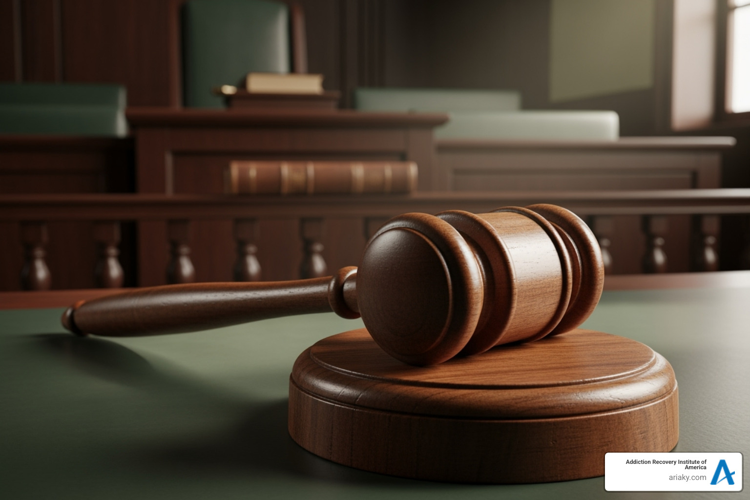 A gavel in a courtroom setting - Kentucky substance abuse