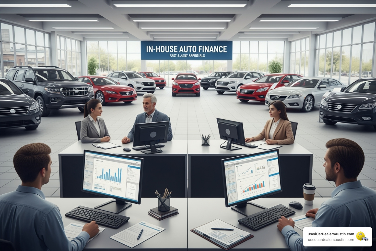 Required documents laid out on a table for a car loan application - in house auto finance near me