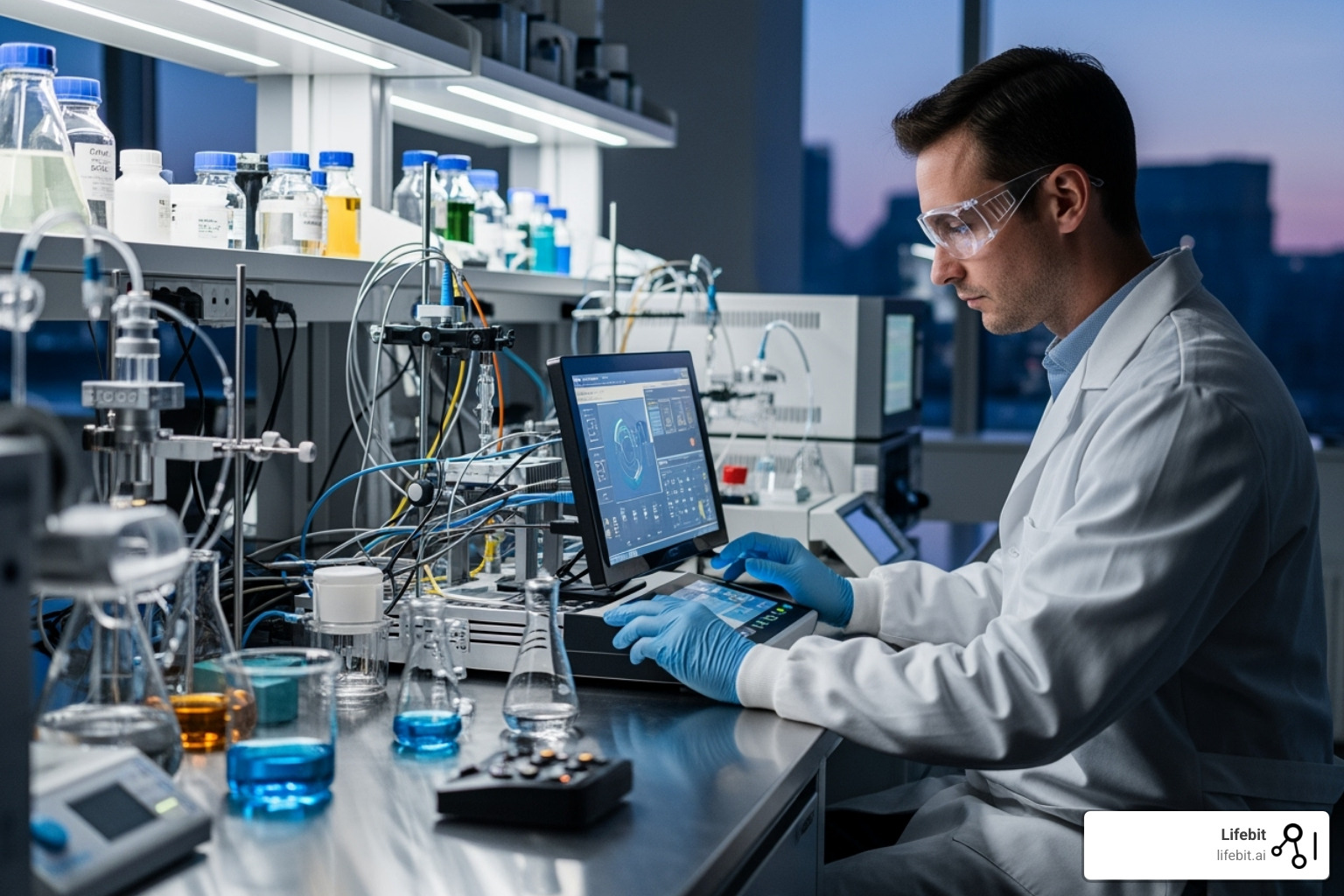 Scientist in modern research lab - cancer