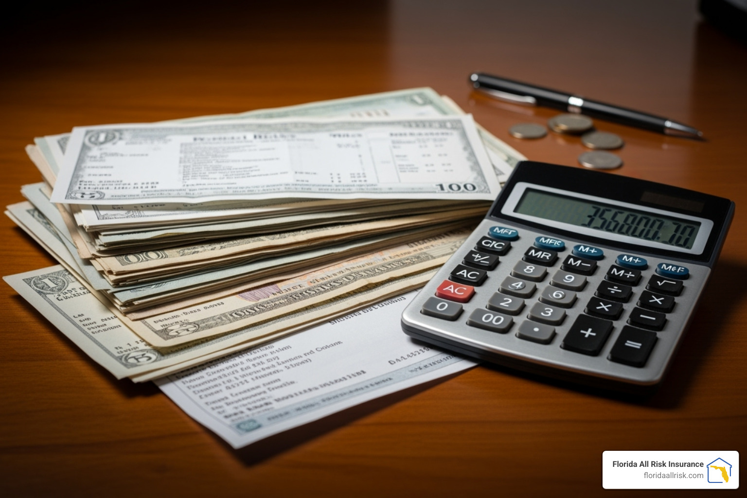 Medical bills and a calculator on a desk, symbolizing the financial aspects of healthcare costs and insurance coverage. - personal injury protection insurance