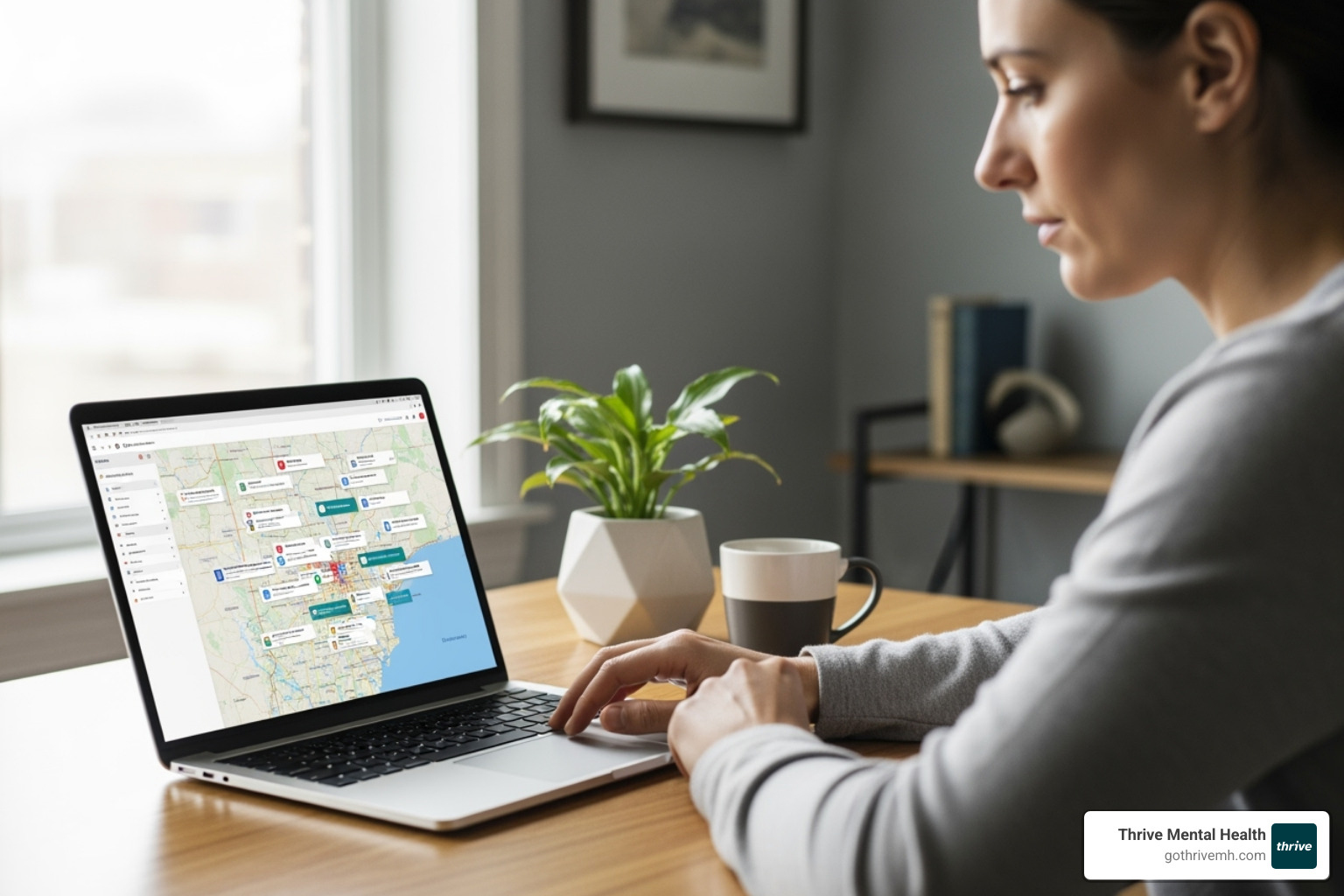 Person searching for therapists online with an Indiana map in the background. Alt text: Indiana family therapy search. - Indiana family therapy Person searching for therapists online with an Indiana map in the background. Alt text: Indiana family therapy search. - Indiana family therapy