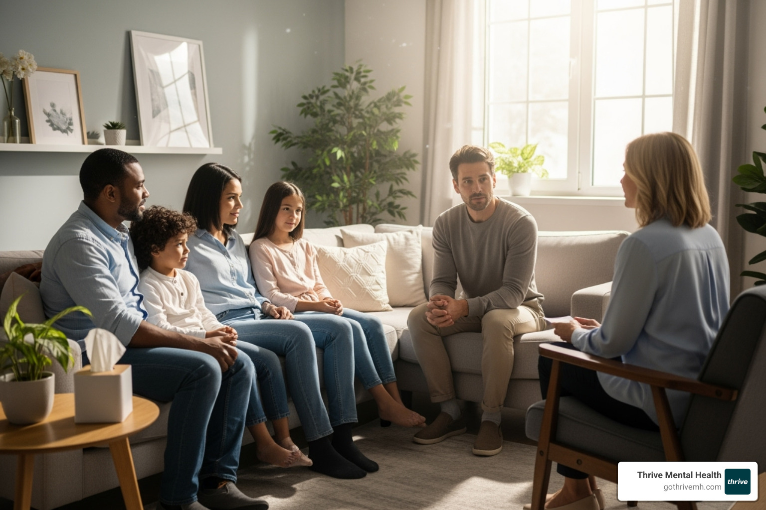 Family having a breakthrough moment during a therapy session. Alt text: Indiana family therapy breakthrough. - Indiana family therapy Family having a breakthrough moment during a therapy session. Alt text: Indiana family therapy breakthrough. - Indiana family therapy
