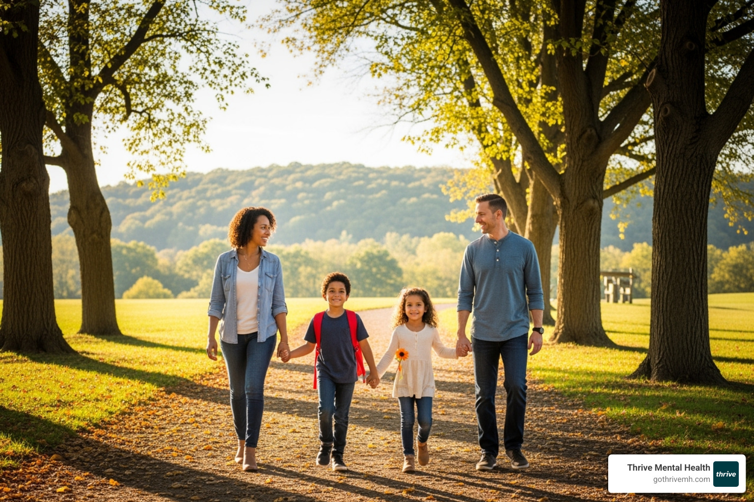 Happy, resilient family outdoors in an Indiana setting. Alt text: Indiana family therapy success. - Indiana family therapy Happy, resilient family outdoors in an Indiana setting. Alt text: Indiana family therapy success. - Indiana family therapy