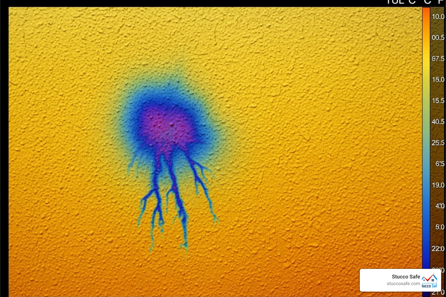Thermal scan showing moisture anomaly on stucco wall - commercial stucco inspections NJ