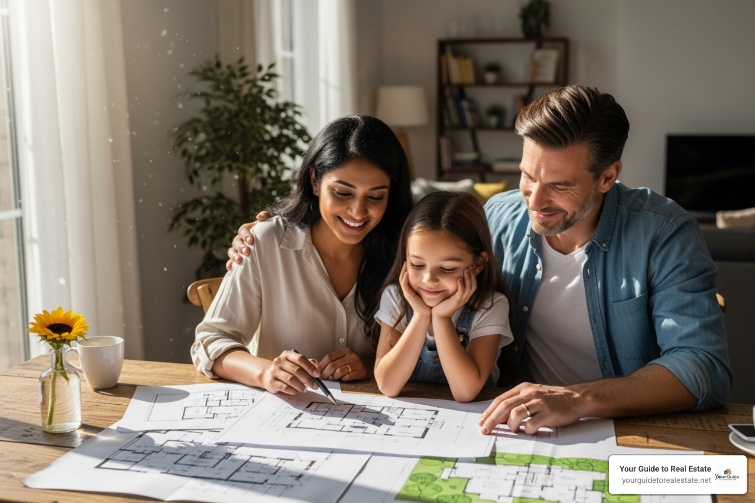 family looking at house blueprints with a sense of security - deaths in 2025