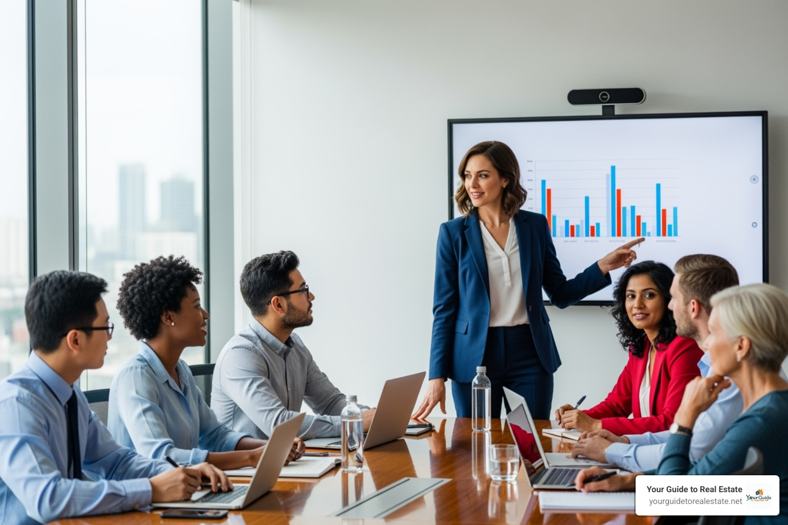Professional woman leading a meeting - finance bro