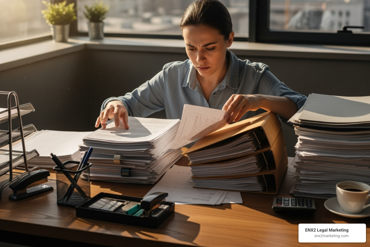 person looking determined while organizing paperwork at a desk - Emergency bankruptcy filing