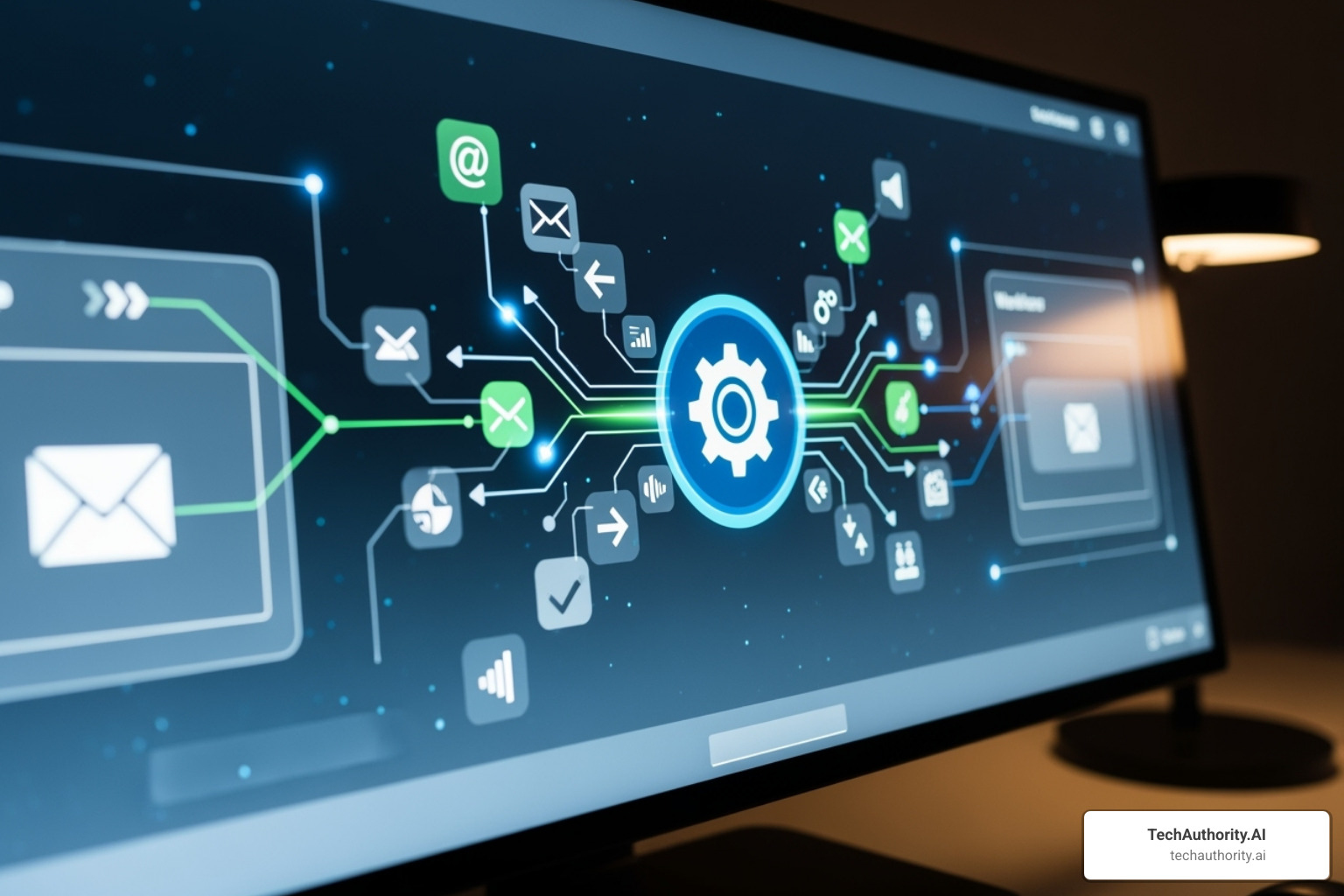 Image of the ClickFunnels interface with automation icons (e.g., gears, arrows, email symbols) representing workflow automation and data flow - credit repair clickfunnels
