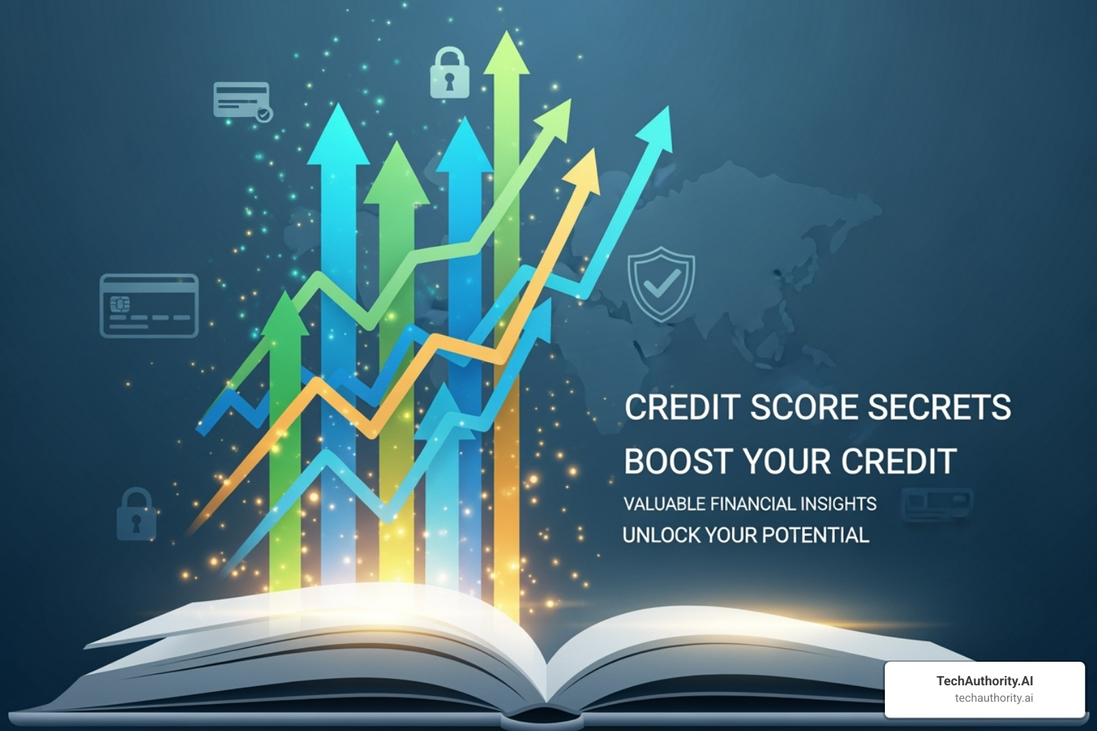 Image of a sample lead magnet, like an e-book cover titled "5 Secrets to Boost Your Credit Score" - credit repair clickfunnels