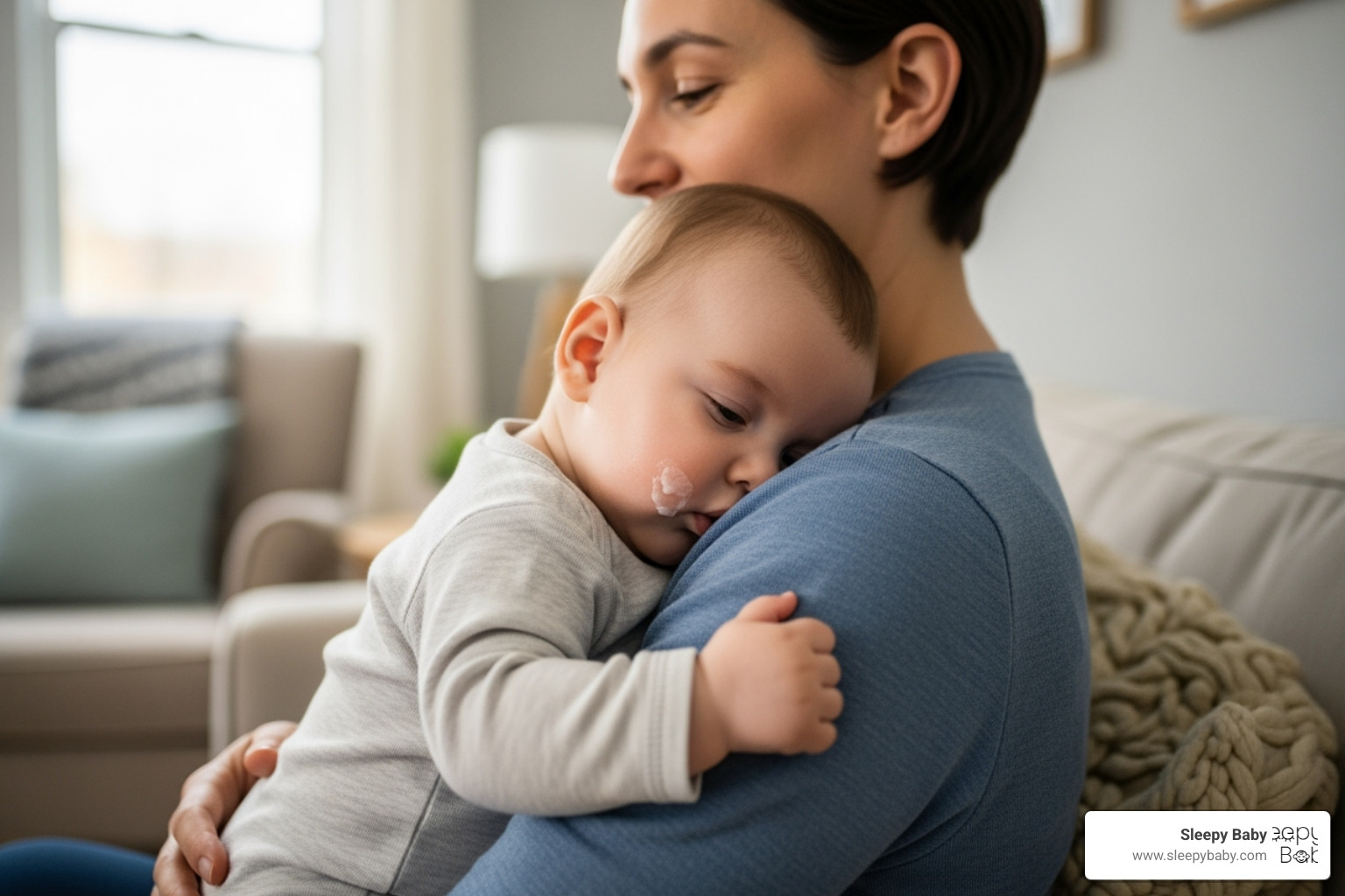 parent holding a baby upright after a feeding - gas drops for reflux