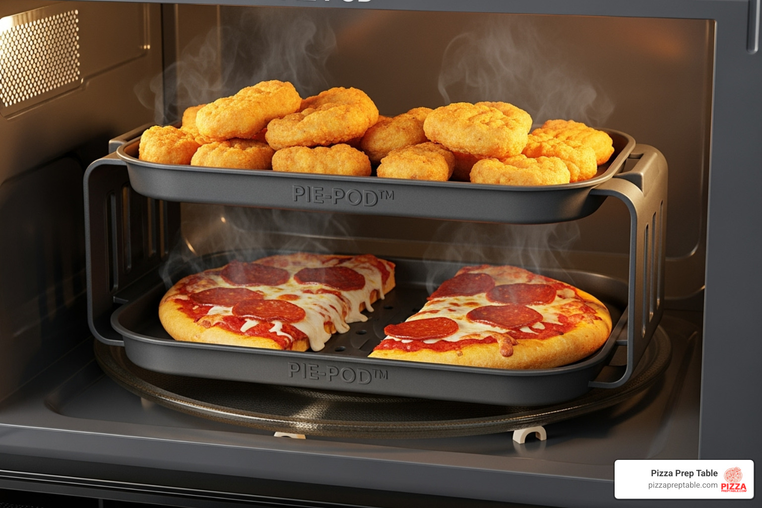 PIE-POD™ - Double Decker Crisper in action - microwave pizza crisper PIE-POD™ - Double Decker Crisper in action - microwave pizza crisper