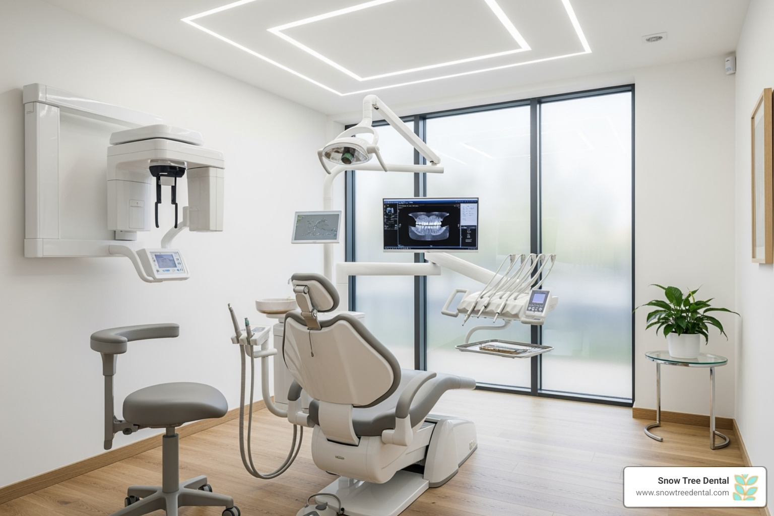 Modern and clean dental treatment room with advanced equipment - emergency dentist houston