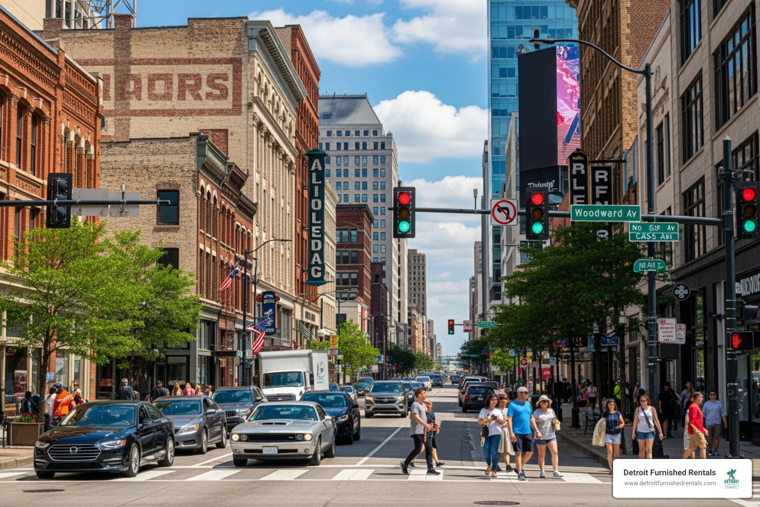 A busy street in Midtown Detroit - Detroit intern housing