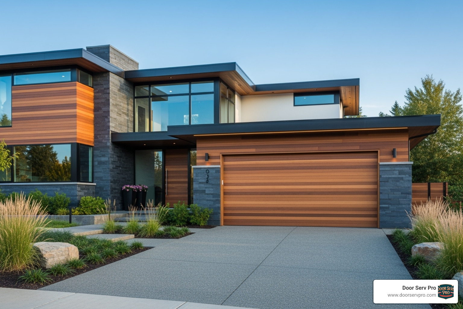 home's exterior showing a seamless integration of a custom garage design - custom garage designs